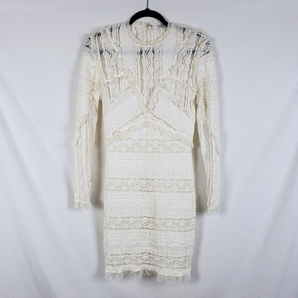 Ronny Kobo Romantic Ethereal Lace Dress Womens S Fairy Knee-Length Ivory